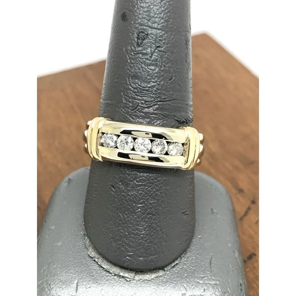 Wedding Band Two Tone 14k Gold Diamond 0.50ctw Ring Estate Jewelry Size 9.25